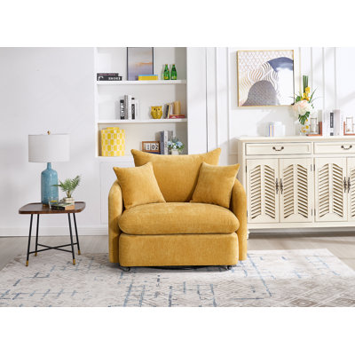 Chaises pivotantes à 360 °, coussins de canapé surdimensionnés avec 3 coussins, coussins de dossier de style moderne et confortable, pour le salon, la chambre à coucher, l'hôtel, le jaune