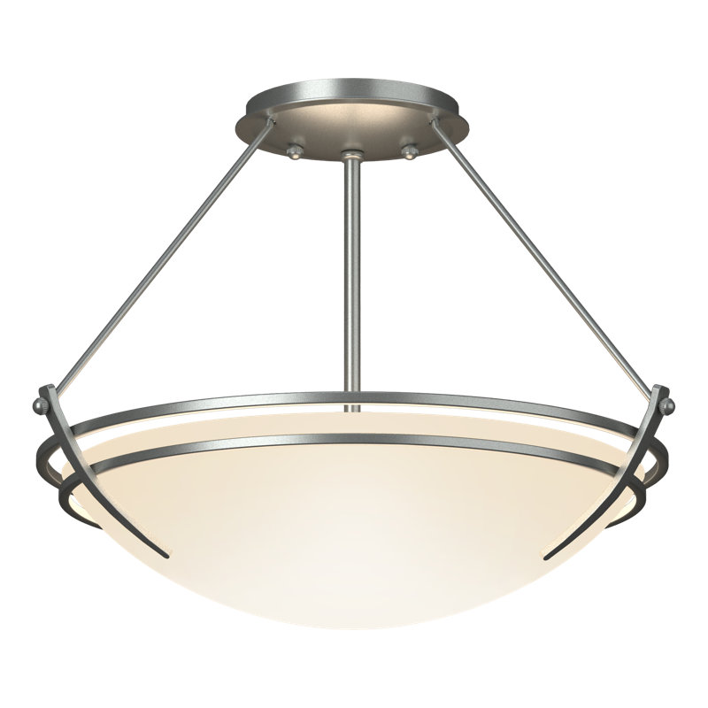 Tryne Semi Flush Mount, Vintage Platinum, Opal, 12.5" H x 16.4" W x 16.4" D
