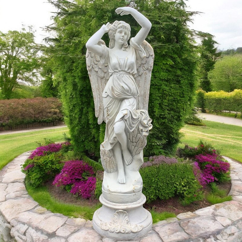63 po  Grande statue d'ange gris antique Farrah