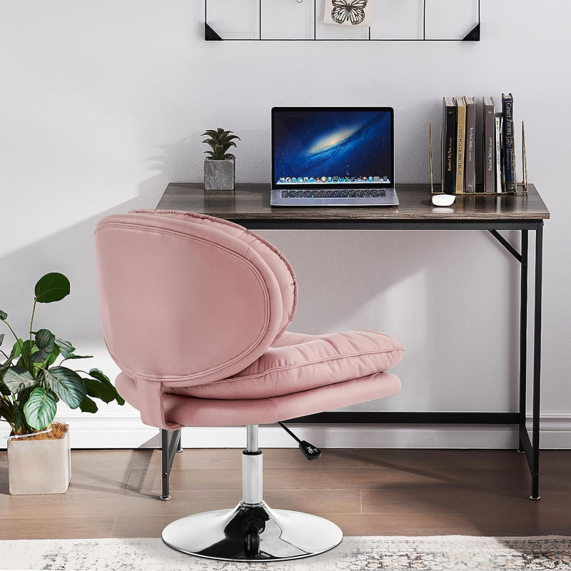 Fauteuil d'appoint pivotant à hauteur réglable, rembourré, Mélange de polyester rose