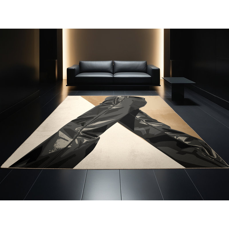 Tapis gris moelleux doux et moelleux Cortland, 3x5