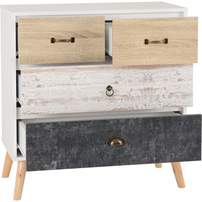Aristomache 4 Drawer Chest Of Drawers, Oak/Cream
