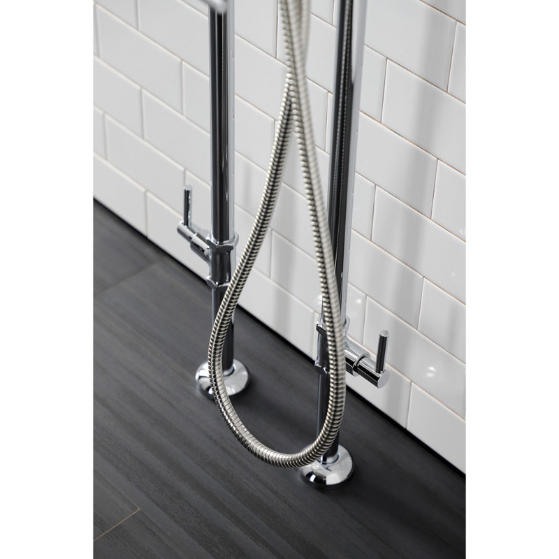 Robinet de baignoire autoportant Kingston avec ligne d'alimentation et valve d'arrêt Kingston, Chrome poli, Levier