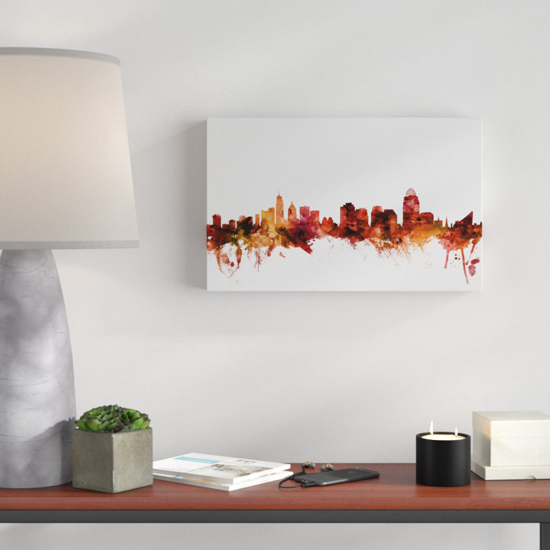 « cincinnati ohio rouge horizon », impression sur toile tendue, H 16 po x l 24 po x P 2 po