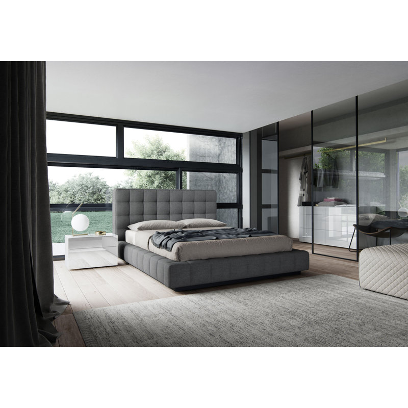 Thompson Upholstered Wingback Bed, Carbon Gray, King