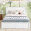 Grand lit plateforme avec rangement et tablettes gigognes TG, blanc