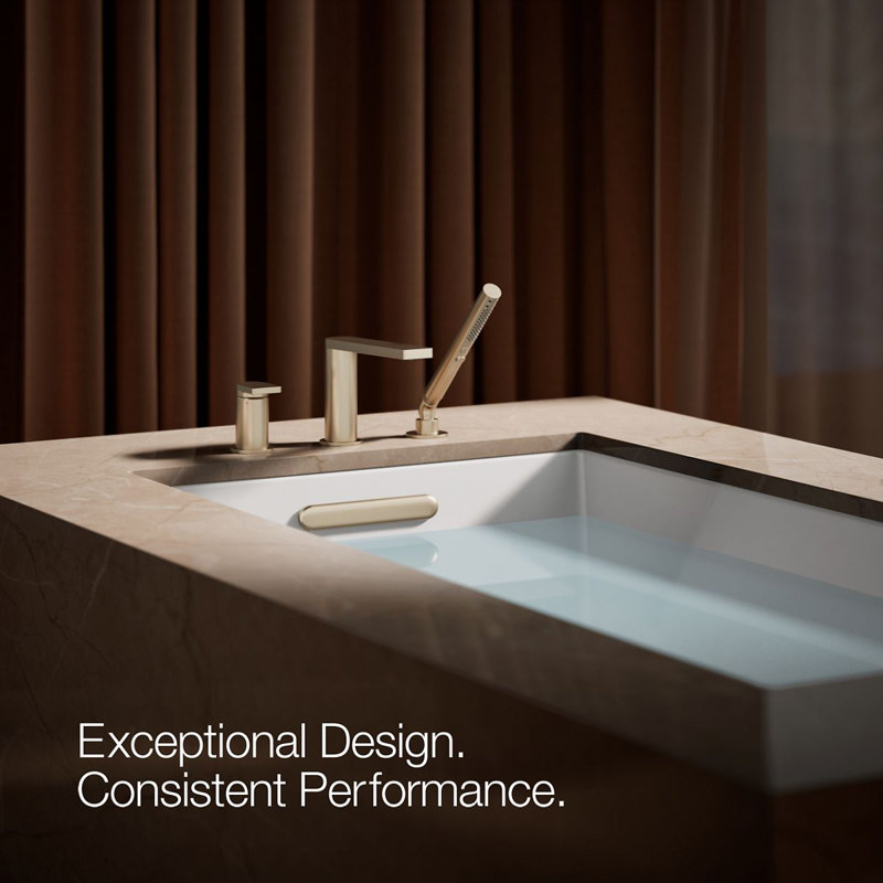 Composed Deck-Mount Bath Faucet With Handshower, Bronze