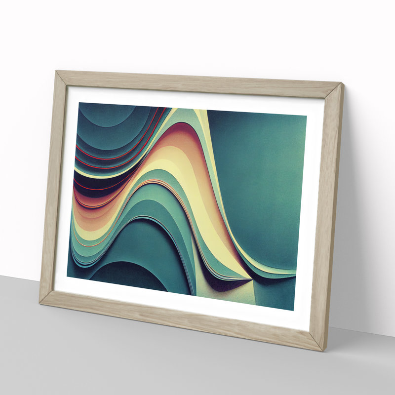 XH1022-6050X Modern Audio Soundwave Vol.3 Abstract - Single Picture Frame Print, 46cm H x 64cm W x 2cm D, Oak
