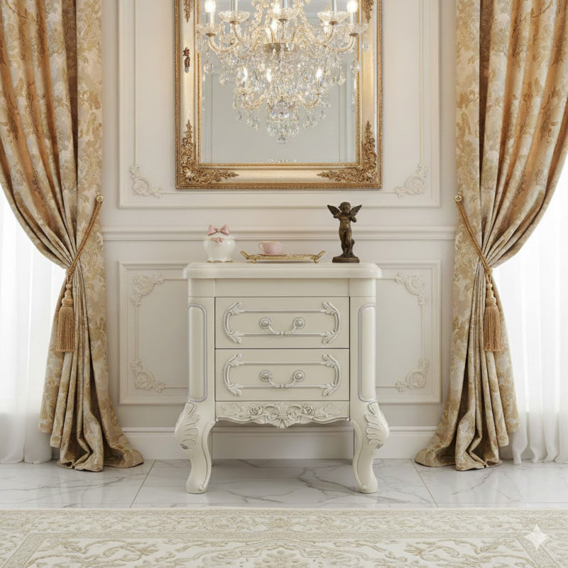 Elegant Bedside Table,Carved Nightstand,End Table,Nightstand