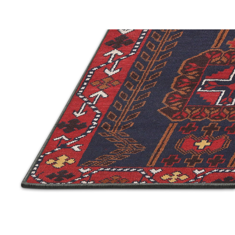 Tapis traditionnel mehroon/noir/crème, Rectangle 2 pi x 4 pi