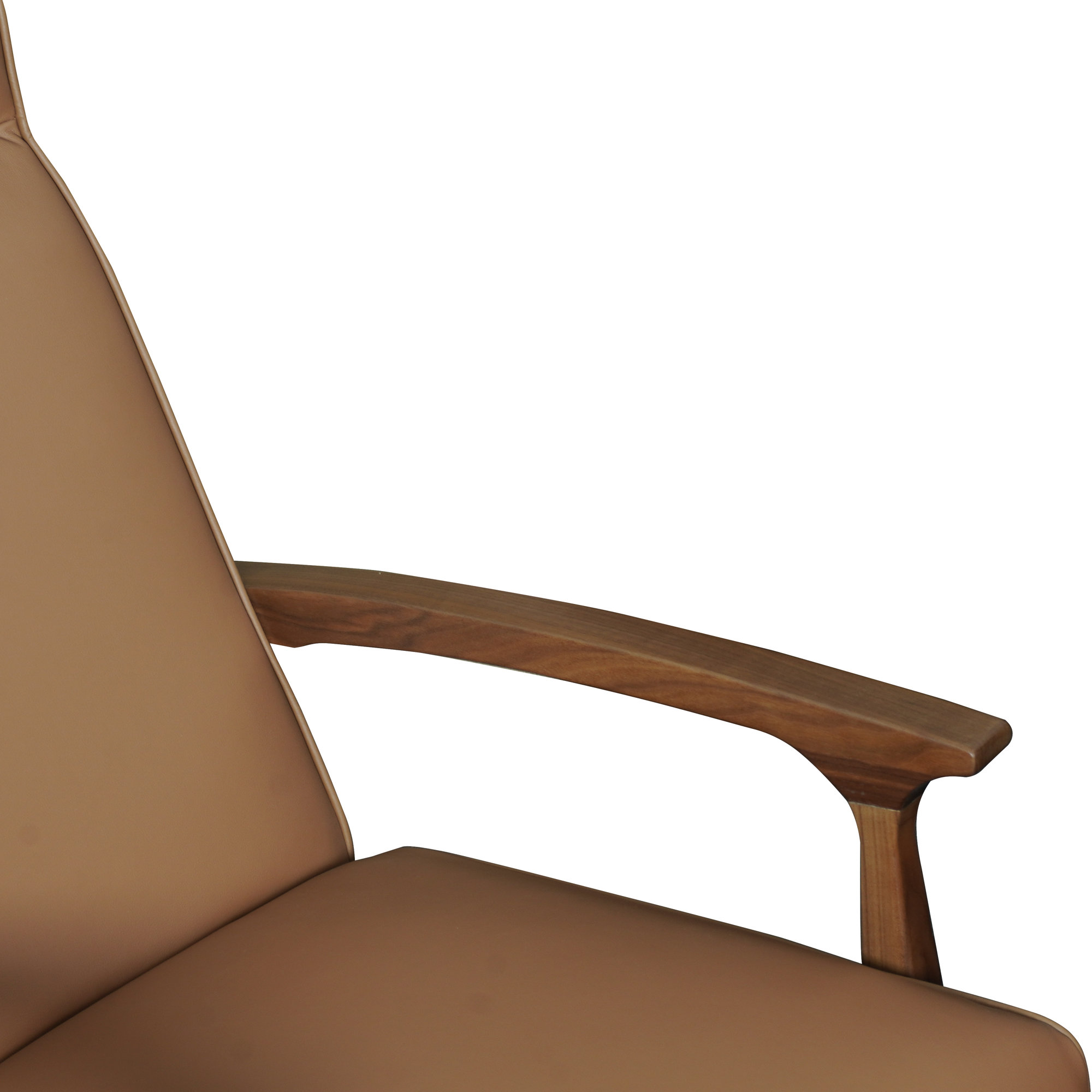 Piedmont Leather Recliner, Walnut Wood, Brown
