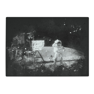 Tempered Glass Astronaut on the Moon Paint Splash Chopping Board