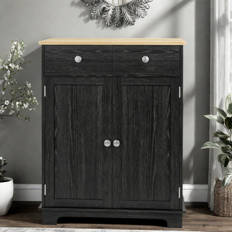 Buffets compacts avec rangement, armoire en bois de 26,8 pouces, maison de cuisine rustique moderne