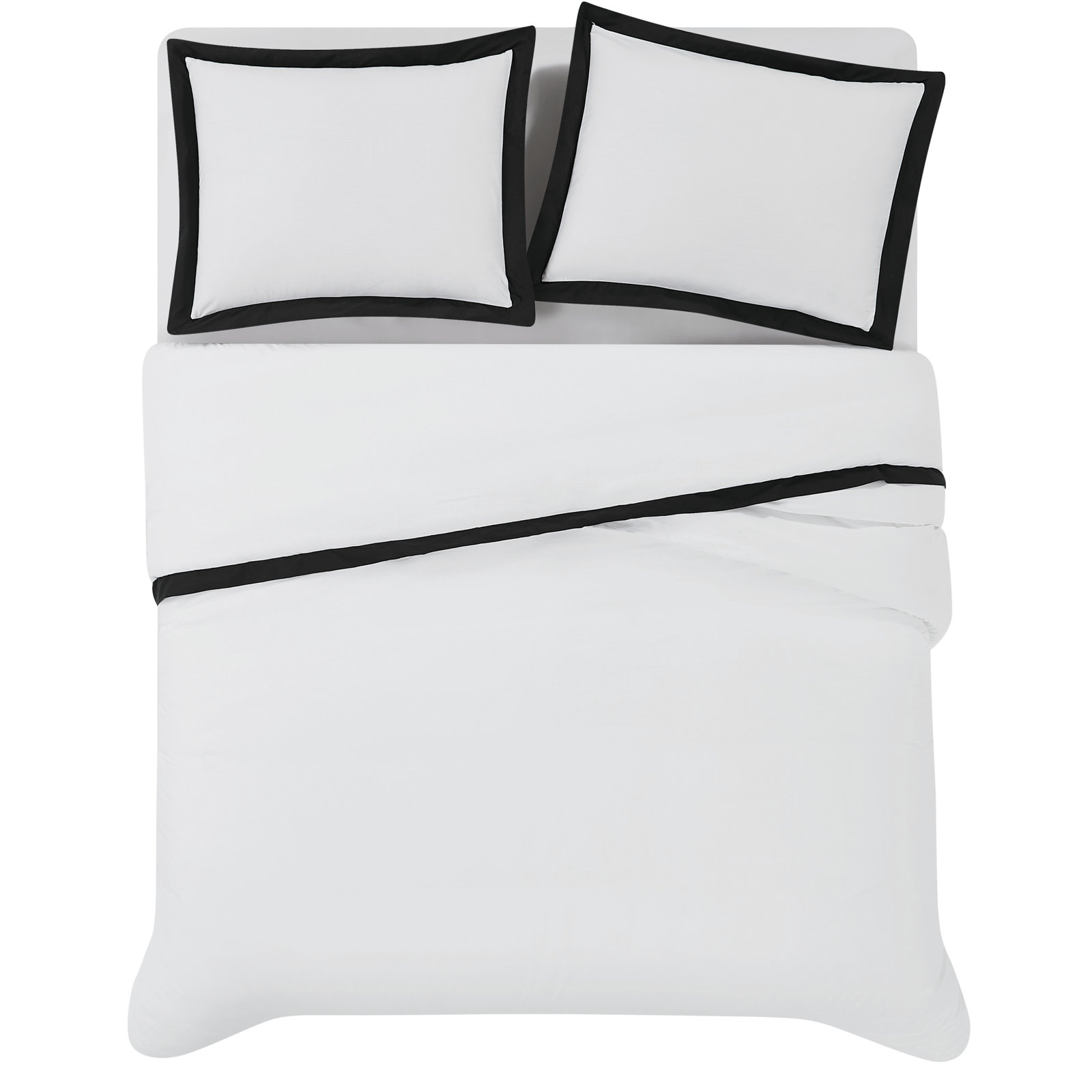 Cotton Duvet Cover Set, Queen, White/Black