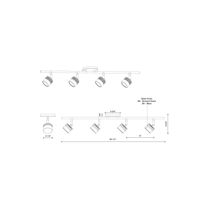 Lyra 30.5" 4 -Light Track Kit, Black