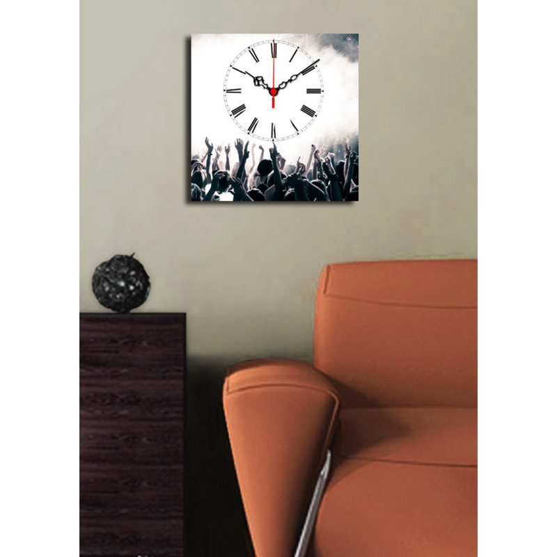 Elegant Decorative Canvas Wall Clock, 11 x 11 inches | 100% Suede Canvas, 100% Wooden Frame (Thickness: 1.2 inches) | Perfect for Home Decor, Living Room, Office, Timeless Style & Functionality