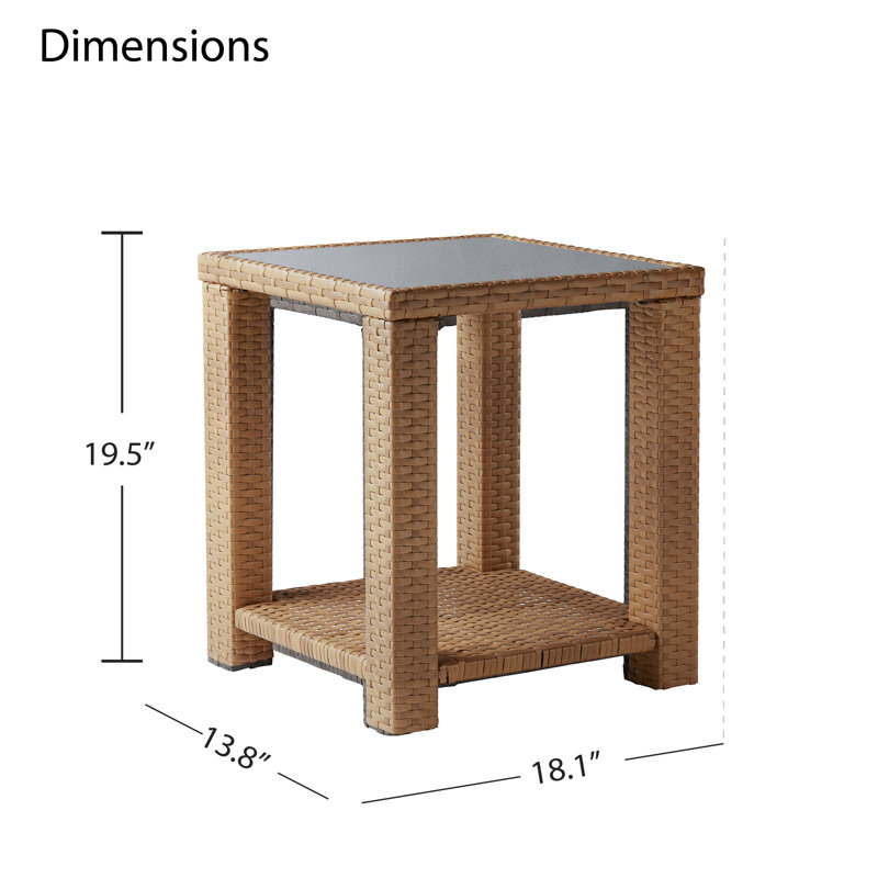 Table d'appoint de patio en osier, Brun