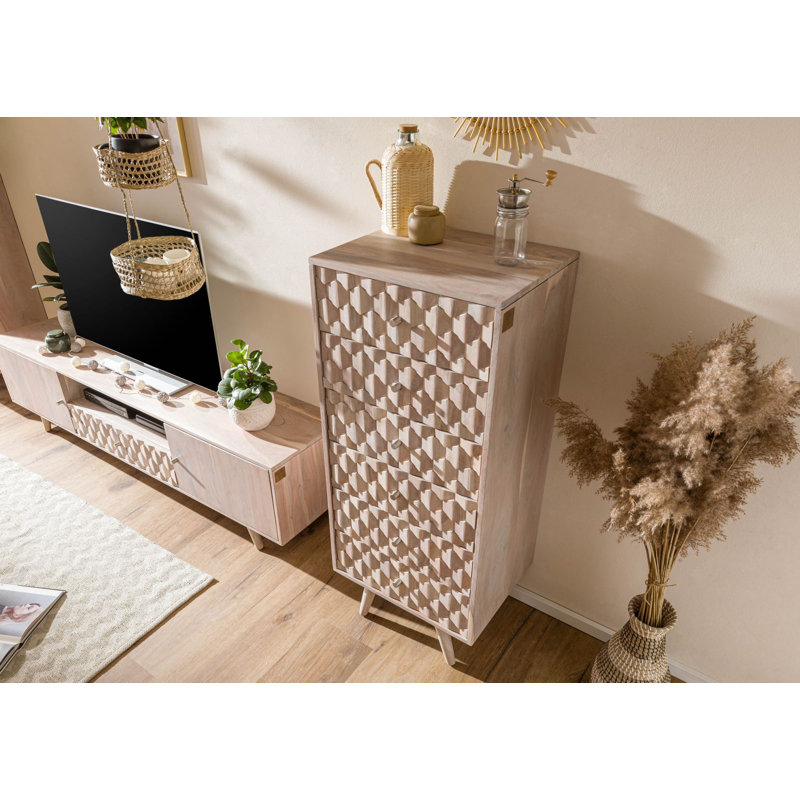 Mosayk Solid Wood 53cm W 6 - Drawer Chest of Drawers