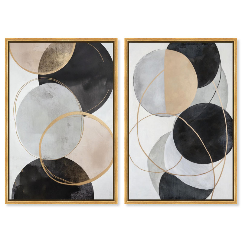 «Gold Orbits Urban Boho» par Gilded Urban Orbits , H 16 po x l 11 po, Impression dans un cadre flottant sans passe-parto