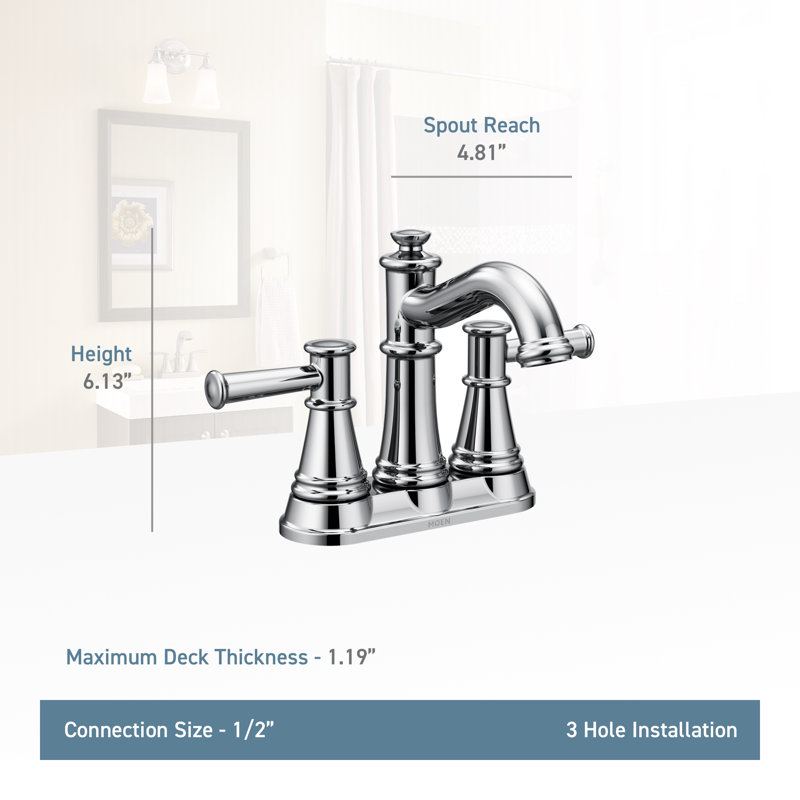 Belfield Centerset Bathroom Faucet with Drain Assembly, Chrome