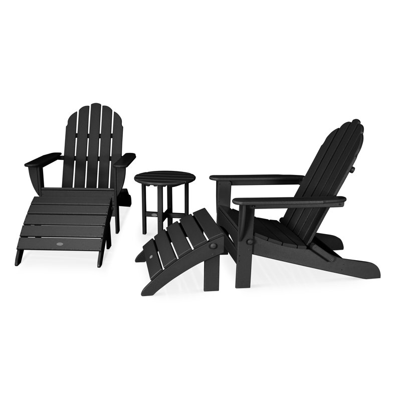 POLYWOOD Classic Oversized Adirondack 5-Piece Casual Set, Black