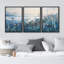 Wildflowers " Floral Symphony In Blue Abstract Meadow Flowers Nature Wilderness Illustrations Modern Decor " 3 - Pieces-100781215-100781216