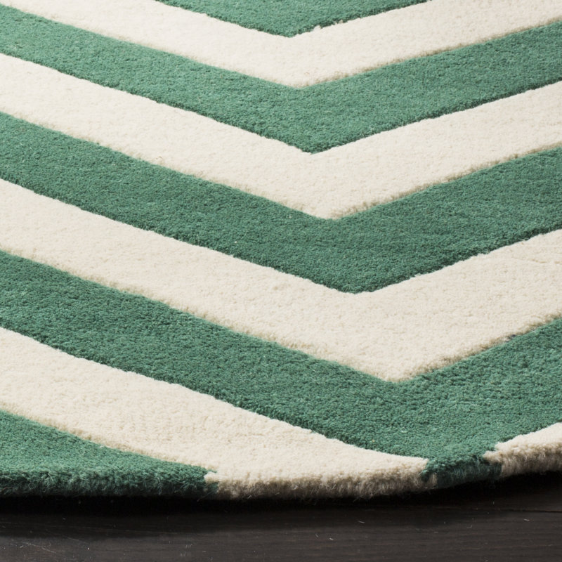 Teresita Hand Tufted Wool Chevron Rug, Round 5'