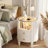 Kentshire Oval White Nightstand with LED and Glass Tabletop-1870390391
