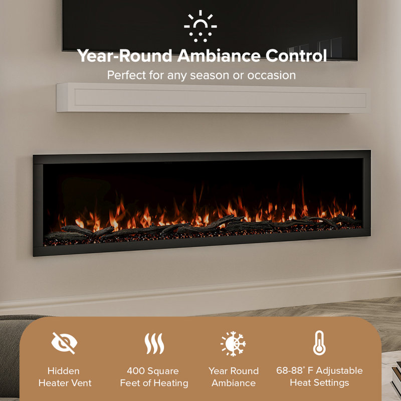 Modern Ember Highmark Smart Linear Electric Fireplace - 10 Different Flame Colors, Works With Alexa And Google Assistant