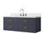 Meuble-lavabo simple bleu 48 po X P 22 po D, dessus en quartz blanc et ensemble de robinet-117825129