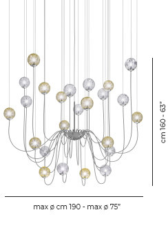 Puppet 24 - Light Chandelier, Amber Transparent;Crystal Transparent, Glossy Chrome