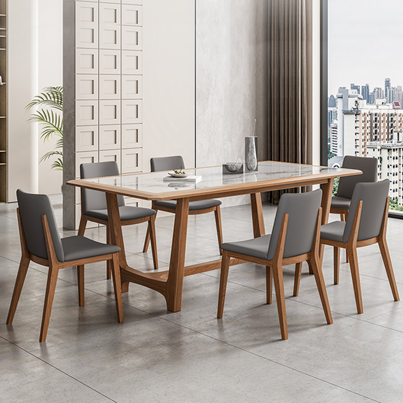 Nordic Simple Modern Rectangular Dining Table 6 - Person Trestle Dining Set