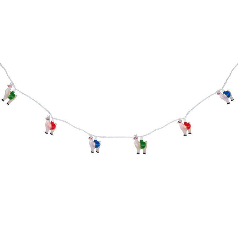 10-Count Clear Llama Patio Light Set 5.75Ft White Wire