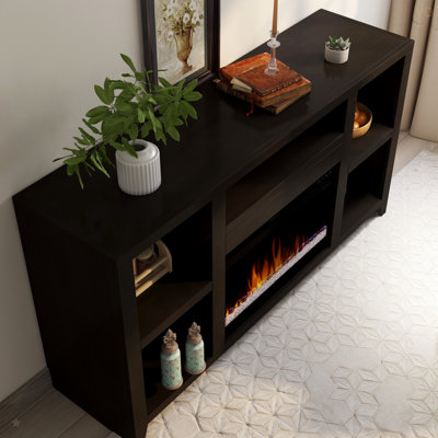 Console de 62 po pour foyer pour téléviseur de 62 po ou moins, assemblage minimal, finition moka