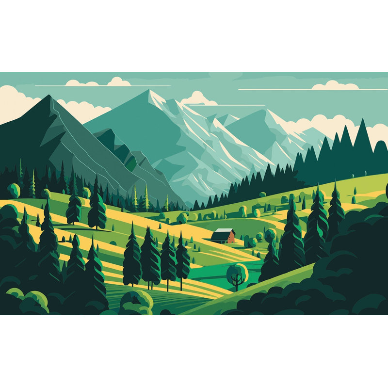 Murale pelez et collez de qualité supérieure - Paysage de montagne, L 108 po x l 150 po
