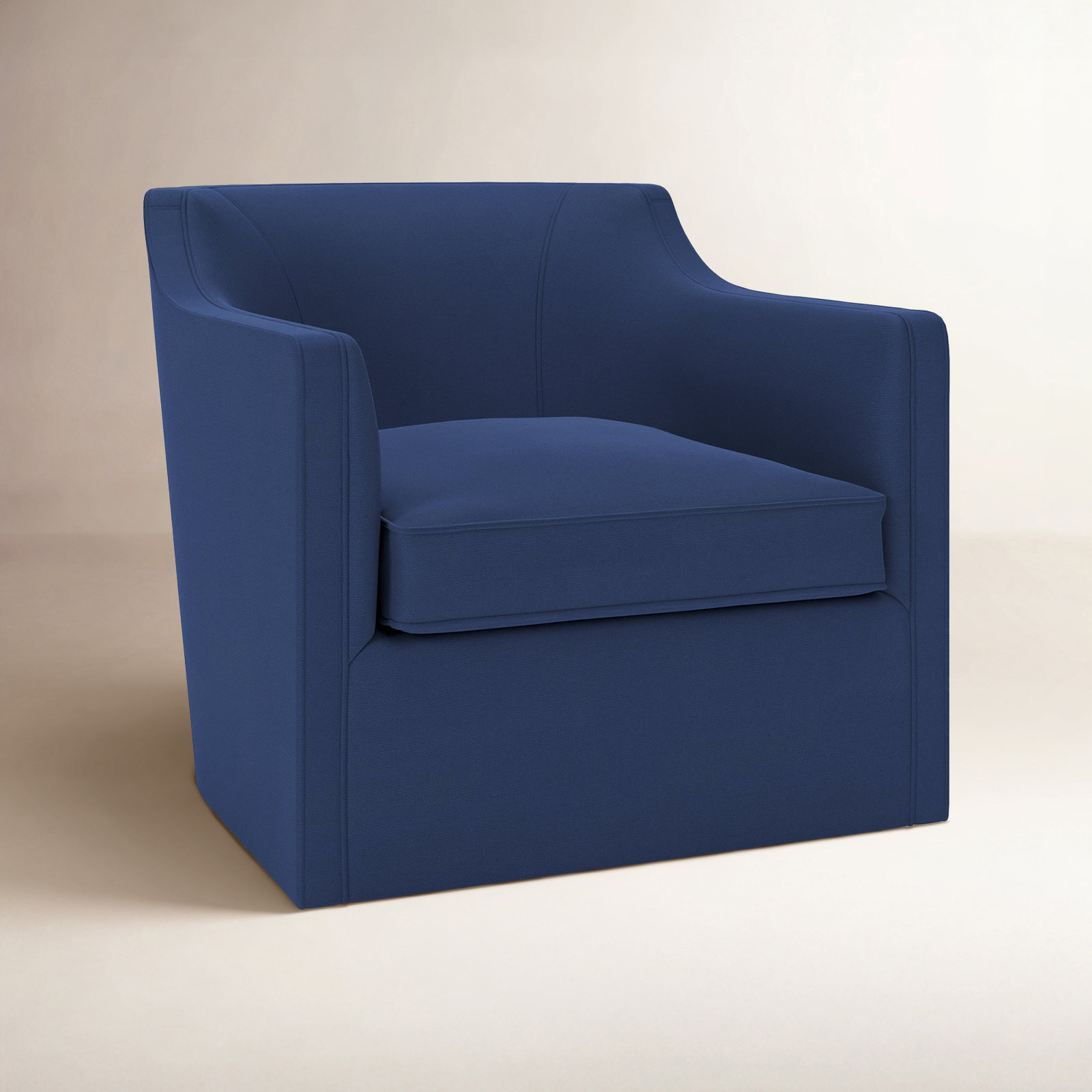 Marietta Upholstered Swivel Armchair, Canvas Navy Sunbrella® Canvas