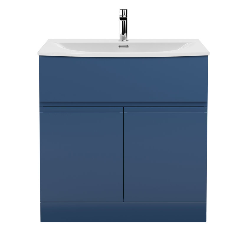 Urban Freestanding Single Vanity with Integrated Basin, Satin Blue