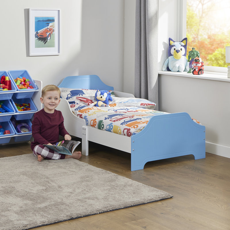 Two Tone Toddler Bed, White/Blue