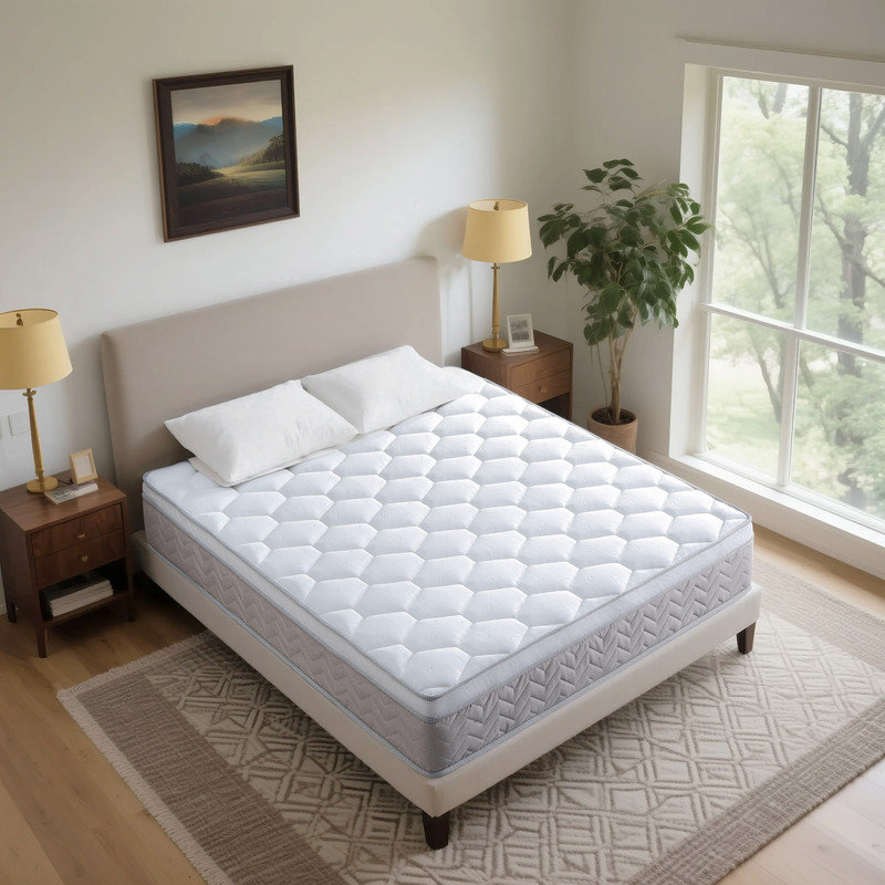 Matelas hybride mi-ferme en boîte avec mousse à mémoire de forme et ressorts ensachés, Grand lit