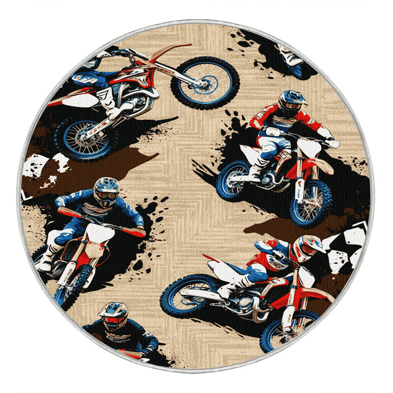  Tapis lavable Motocross Sports, Rond 4 pi