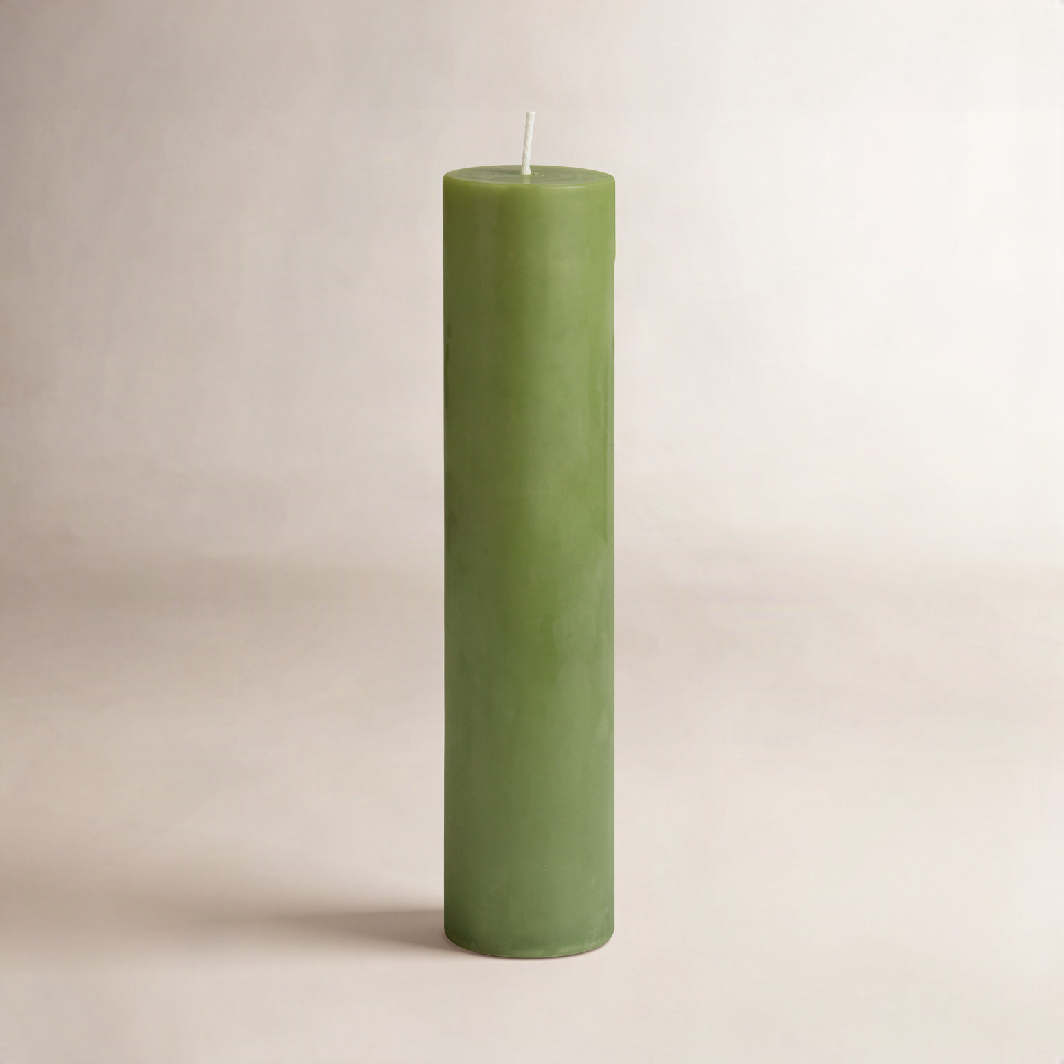 Oliva Unscented Pillar Candle, 9" H x 2" W x 2" D, Sage Green, 1
