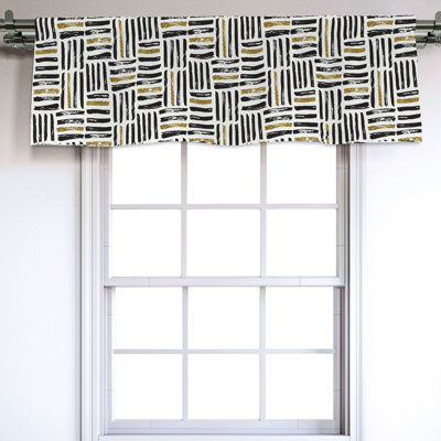 Sateen Geometric Ruffled Window Valance