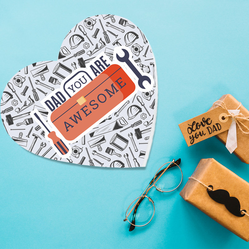 Boîte-cadeau réutilisable en forme de cœur avec couvercle «Dad You Are Awesome», fête des pères, boîte de 1