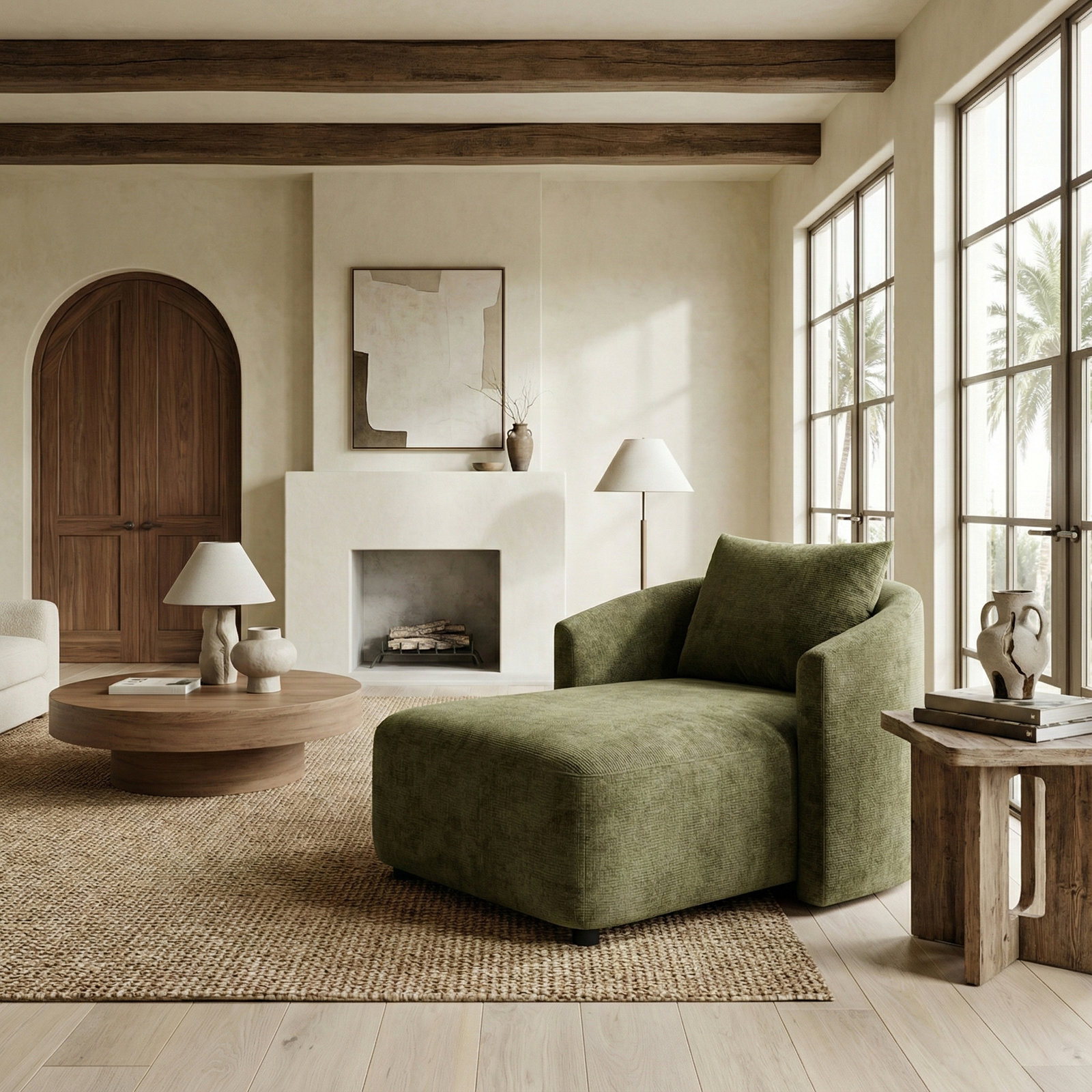 Gwendelyn Chaise Lounge, Juniper Green Performance Chenille