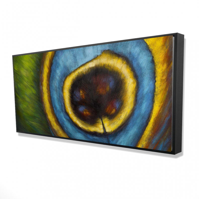 Peacock feather closeup - 24"x48" Framed canvas