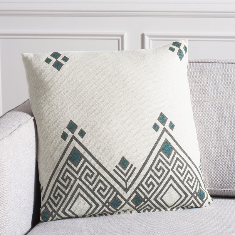 Lancia Beige and Black 20" Cotton Geometric Pillow
