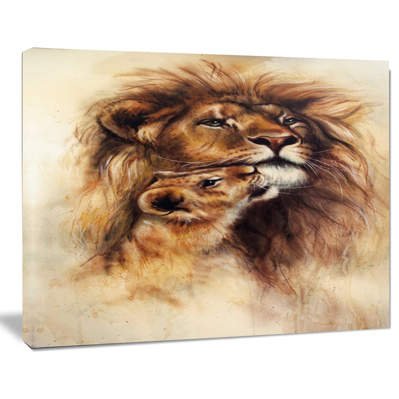 Lionne aimante - reproduction sur toile, H 30 po x l 40 po