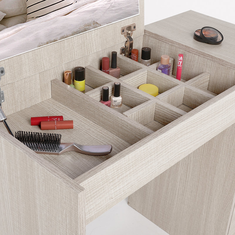 Lamaya Dressing Table with Mirror, Beige