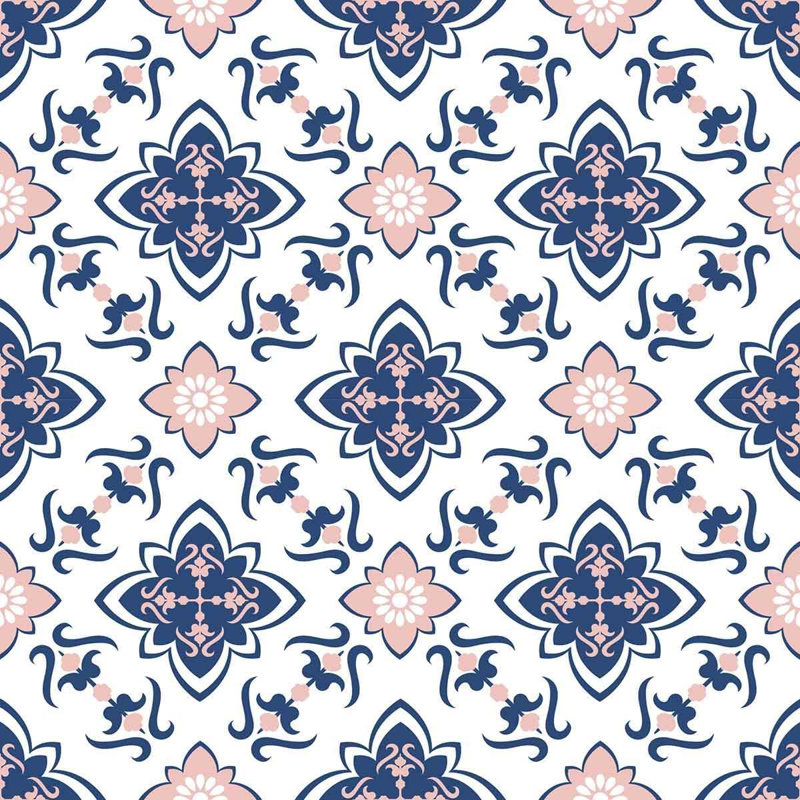 Rouleau de papier peint pelez et collez, Bleu / blanc, L 126 po x l 24 po