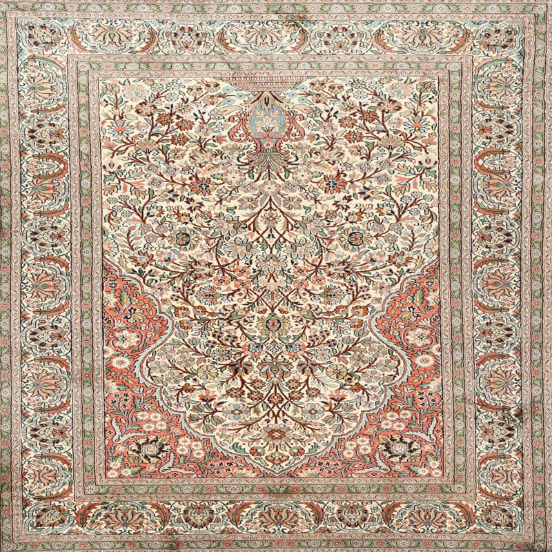 Tapis vert de style oriental, Carré 4 pi